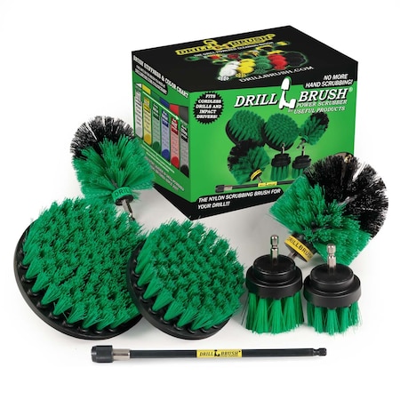 Drill Brush Power Scrubber By Useful Products 7 in W 5 in L Brush, Green G-542OMS-2L-7X-QC-DB